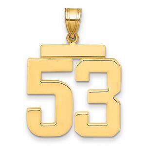 14k Yellow Gold, Athletic Collection, Large Polished Number 53 Pendant